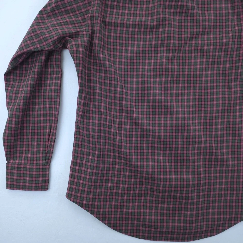 Polo Ralph Lauren Mens Button Down Shirt M Burgundy Green Plaid Long‎ Sleeve